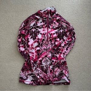 Pink Motif Thermal Athleta Quarter Zip